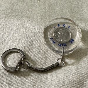 Vintage I P C T 3rd Quarter 1968 Emergency Pay Phone Dime Marketing Keychain.